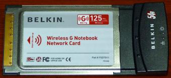 Belkin Wireless G Notebook Network Card 125Mbps 2,4GHz 54g Model: F5D7011
