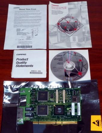 Compaq NC3131 Fast Ethernet NIC 64 PCI Dual Base 10/100 digital 21154-AB Intel SB82558B inkl. Handbuch & Treiber 1998