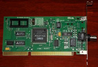 SMC 60-600464-001 REV. A SMC Ultra Chip 83C790QF P BNC Ethernet Adresse: 0000C0-xx FCC-ID: JI58216CC
