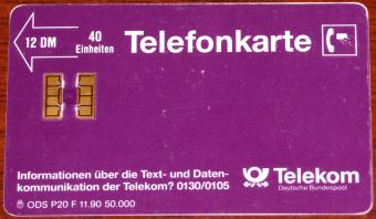 Der Durchbruch kam auf einen Schlag. Mit Datex-P. Telefonkarte 12DM 40 Einheiten Deutsche Bundespost 11.90 Auflage: 50.000 Telekom