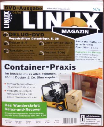Linux Magazin 06/16 DVD Ausgabe mit Delug Debian 8.4, Maru OS, Remix OS, Libre-Office-Buch, Fosdem 2016 Videos