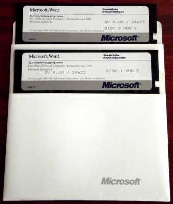 Microsoft Word 4.0 zusätzliche Druckerdisketten 1987