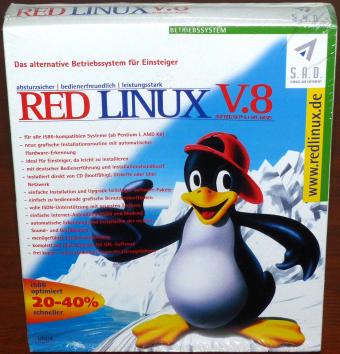 Red Linux V.8 - basierend auf Red Hat 6.1 GPL-Basis i586 optimiert - S.A.D GmbH 1999