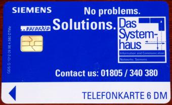 Siemens Solutions No problems Das System-haus Häfner 6DM eurochip Telefonkarte Auflage: 4.580 DTMe 1998