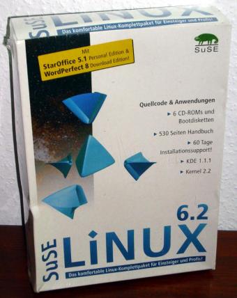 SuSE Linux 6.2 - 6 CDs,  530S. Handbuch OVP & NEU