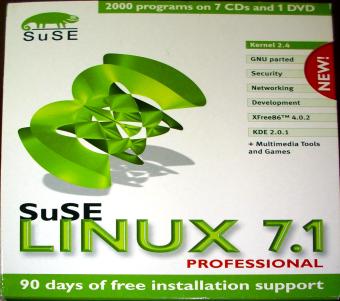 SuSE Linux 7.1 Professional - Kernel 2.4, KDE 2.0.1, 7CDs &1DVD