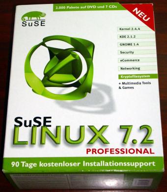 SuSE Linux 7.2 Professional - Kernel 2.4.4, KDE 2.1.2, Gnome 1.4, 7CDs & 1DVD