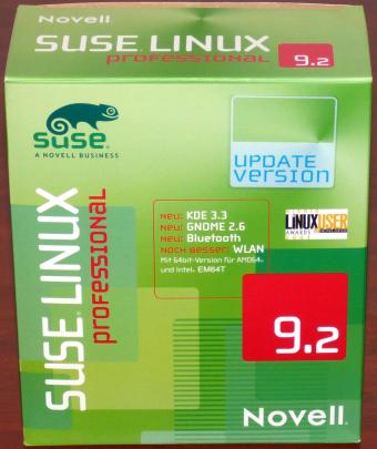 SuSE Linux 9.2 Professional Update Version KDE 3.3 GNOME 2.6 Bluetooth, Strong Encryption German ISBN 1-58298-243-0 OVP Novell