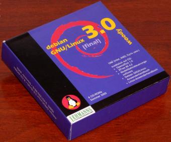 Debian 3.0 Woody GNU/Linux (final) 8 CD-ROMs i386 KDE 2.2 GNOME 1.4 ISBN 3-931253-89-9 Lehmanns Fachbuchhandlung Sommer 2002