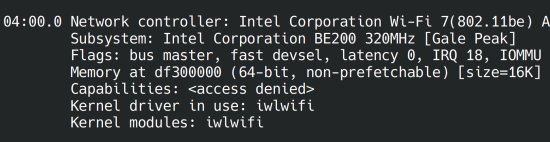 WiFi-8 & BT 5.4 Intel BE200 Debian Linux Firmware